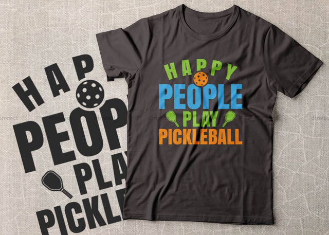 Happy people Play Pickleball, Pickleball Designs, Pickleball T-shirt vector, Typography T-shirt Design SVG Dinvect 