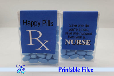 Happy Pills Rx Blue - Tic Tac Labels 3D Paper Family Creations 