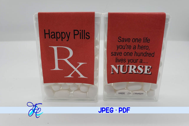 Happy Pills Rx Red - Tic Tac Label Digital Pattern Family Creations 