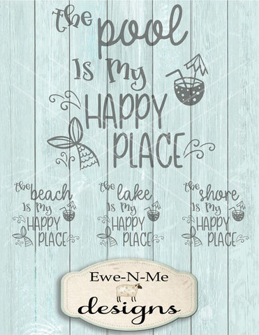Happy Place - Pool Beach Shore Lake - Cutting File SVG Ewe-N-Me Designs 
