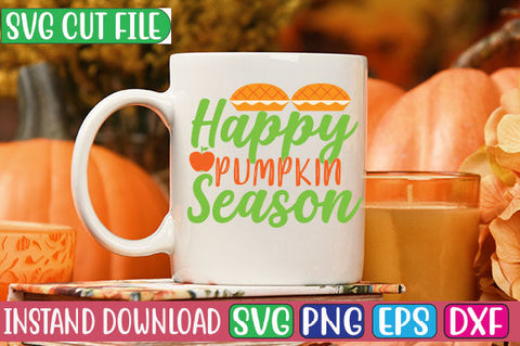 Happy Pumpkin Season SVG Cut File SVGs, Quotes and Sayings, Food & Drink, Holiday,On Sale, SVG Studio Innate 