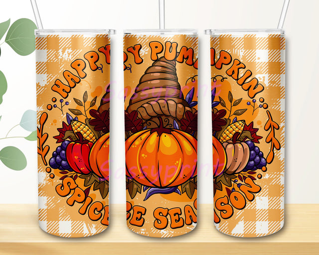 Happy Pumpkin Spice Season 20oz Skinny Tumbler Sublimation Design Pumpkin Spice Tumbler Wrap Fall Tumbler Straight Tumbler PNG Sublimation sassyprint 