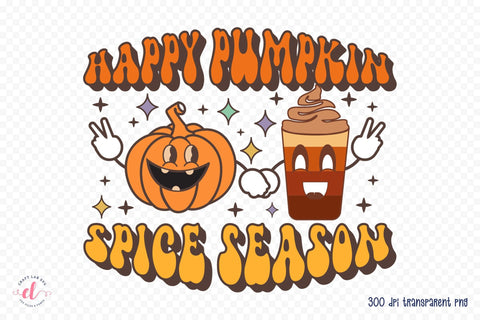 Happy Pumpkin Spice Season - Retro Fall PNG Sublimation CraftLabSVG 
