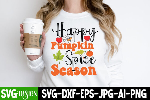 Happy Pumpkin Spice Season SVG Cut File, Happy Pumpkin Spice Season SVG DesignHappy Pumpkin Spice Season Sublimation Design PNG SVG BlackCatsMedia 