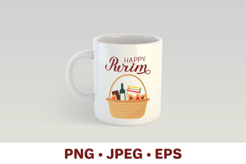 Happy Purim. Mishloach manot basket. Sublimation design Sublimation LaBelezoka 