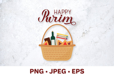 Happy Purim. Mishloach manot basket. Sublimation design Sublimation LaBelezoka 