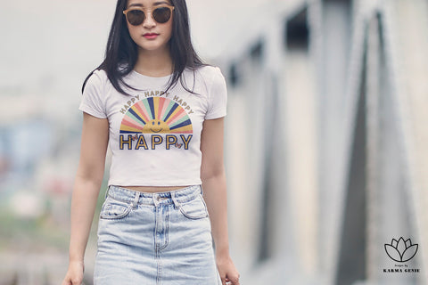 Happy - Retro Sunrise Graphic Sublimation Design SVG Karma Genie Graphics 