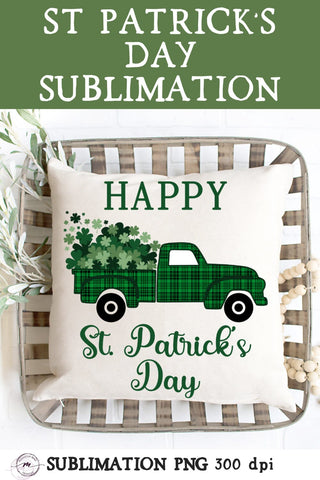Happy Saint Patrick’s Day Sublimation, Shamrock Truck PNG Sublimation Madison Mae Designs 