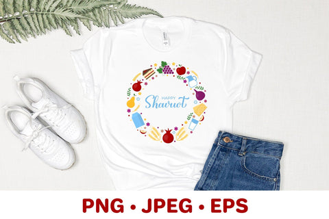 Happy Shavuot round sign. Jewish festival sublimation design Sublimation LaBelezoka 