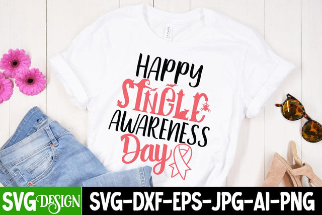 Happy Single Awareness Day SVG Cut File, Valentine's Day SVG Design SVG BlackCatsMedia 