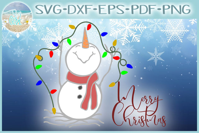Happy Snowman with Lights Merry Christmas SVG SVG SVGcraze 