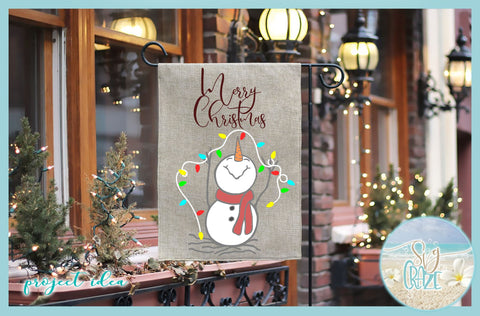 Happy Snowman with Lights Merry Christmas SVG SVG SVGcraze 