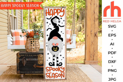 Happy Spooky Season SVG - Halloween Gnome Cut File - Porch Sign DXF SVG RedHelgaArt 