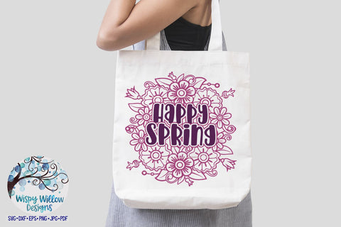 Happy Spring Flower Mandala SVG SVG Wispy Willow Designs 
