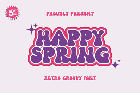 Happy Spring - Retro Groovy Font Font Masyafi Studio 