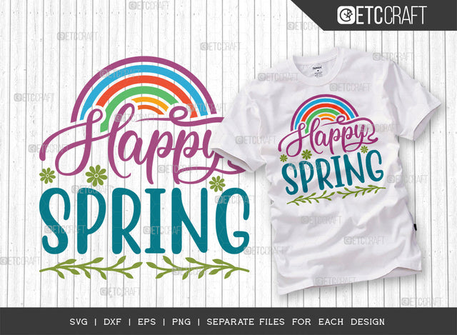 Happy Spring Svg Cut File | Butterfly Svg | Flower Svg | Spring Svg | Hello Spring Svg | Dxf | Eps | Png | Tshirt Design | ETC T00035 SVG ETC Craft 
