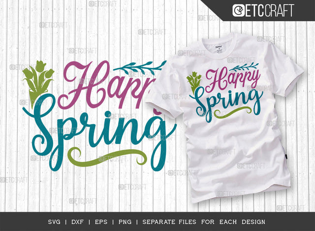Happy Spring Svg Cut File | Butterfly Svg | Flower Svg | Spring Svg | Hello Spring Svg | Dxf | Eps | Png | Tshirt Design | ETC T00035 SVG ETC Craft 