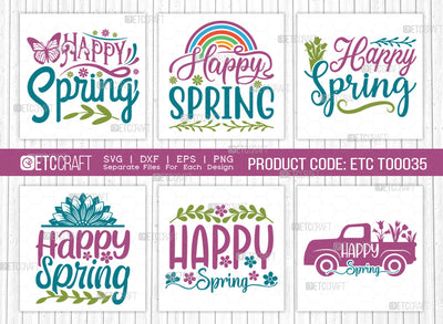 Happy Spring Svg | Spring Bundle SVG | Spring Time Svg | Flower Svg | Spring Blooms Svg | Spring Quote Design | ETC T00035 SVG ETC Craft 