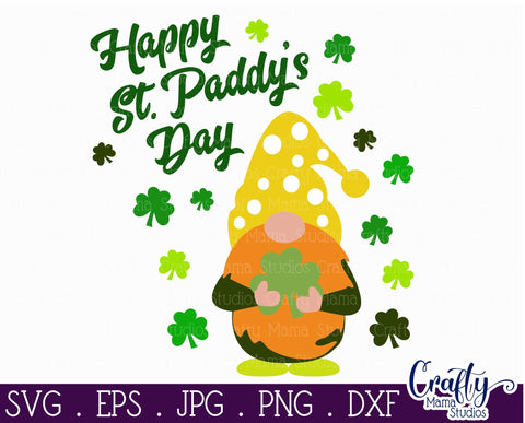 Happy St. Paddy's Day Svg - Gnome Cut File SVG Crafty Mama Studios 