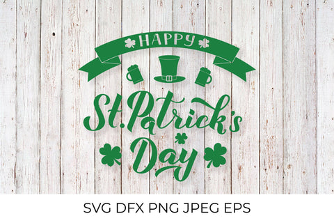 Happy St. Patricks day calligraphy hand lettering SVG LaBelezoka 