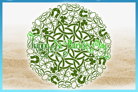 Happy St Patricks Day Celtic Clover Horseshoe Mandala SVG SVG Harbor Grace Designs 