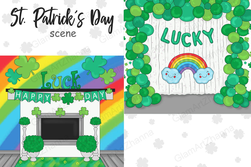 Happy St Patricks Day Clipart | Lucky Day Illustration SVG GlamArtZhanna 