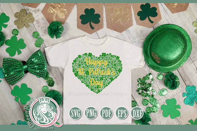 Happy St Patrick's Day Heart SVG SVG QueenBrat Digital Designs 