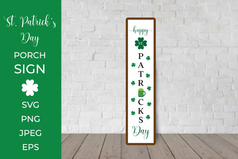 Happy St. Patricks Day Porch Sign. Vertical Front Sign SVG LaBelezoka 