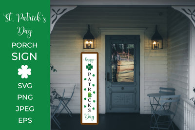 Happy St. Patricks Day Porch Sign. Vertical Front Sign SVG LaBelezoka 