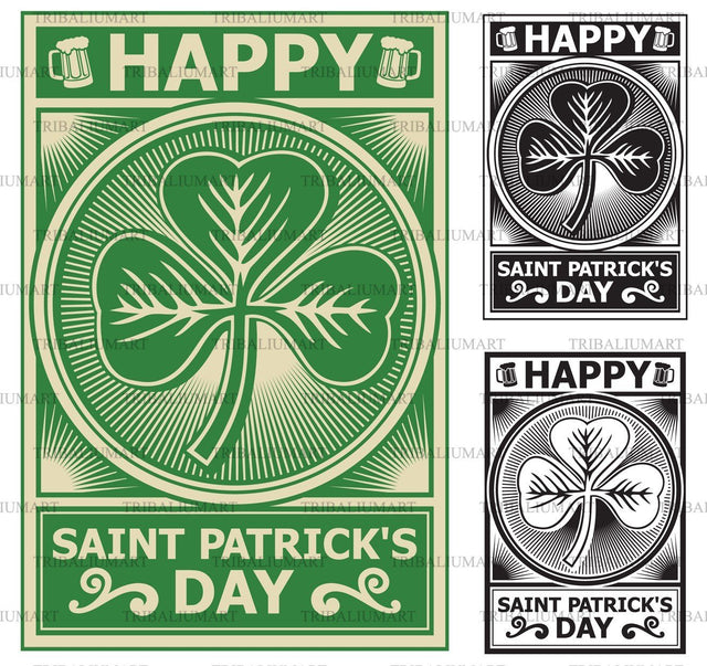 Happy St Patrick's Day poster design SVG TribaliumArtSF 