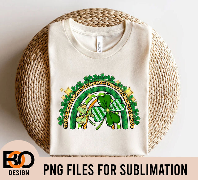 Happy St. Patrick's Day Rainbow And Shamrock Png Sublimation Design, St. Patrick's Day Png, St. Patrick's Day Rainbow Png,Digital Downloads Sublimation BOO-design 
