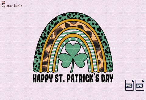 Happy St. Patrick’s Day Rainbow PNG, Animal Print Saint Shirt, Shamrock Rainbow Shirt PNG Sublimation Depiction Studio 