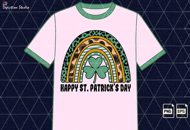 Happy St. Patrick’s Day Rainbow PNG, Animal Print Saint Shirt, Shamrock Rainbow Shirt PNG Sublimation Depiction Studio 