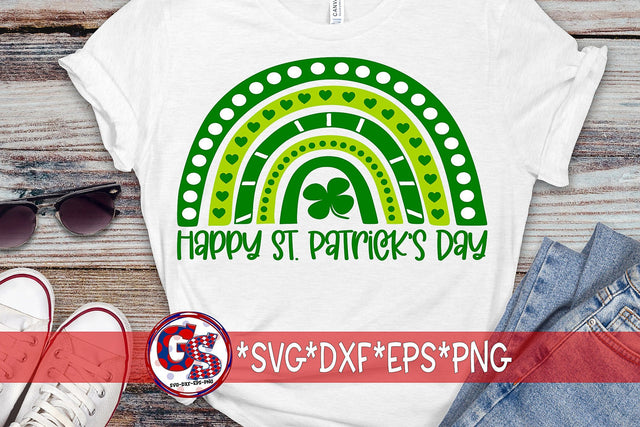 Happy St. Patrick's Day Rainbow SVG DXF EPS PNG SVG Greedy Stitches 