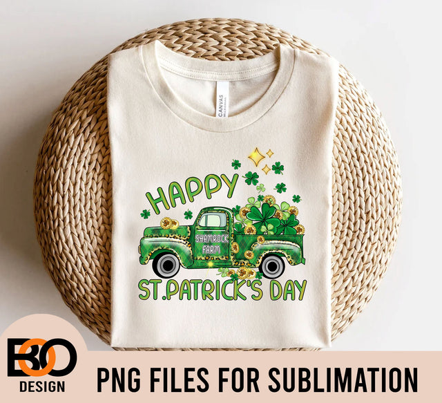Happy St. Patrick's Day Shamrock Farm Truck Png, Saint Patricks Png, St. Patricks Day Truck Png,Sublimation Design Download,Instant Download Sublimation BOO-design 