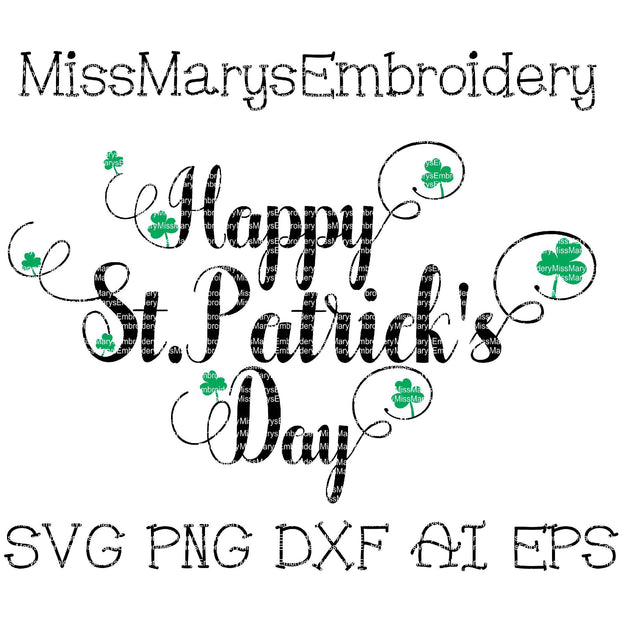 Happy St. Patrick's Day SVG MissMarysEmbroidery 
