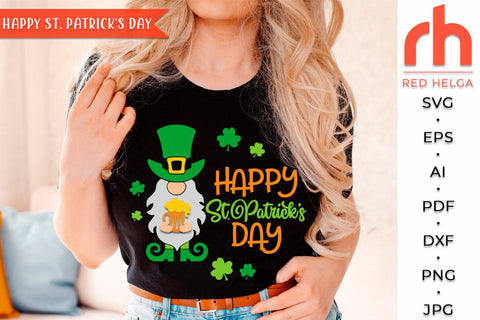 Happy St. Patrick's Day SVG, Round Hanger Cut File, Gnome Porch Sign DXF SVG RedHelgaArt 