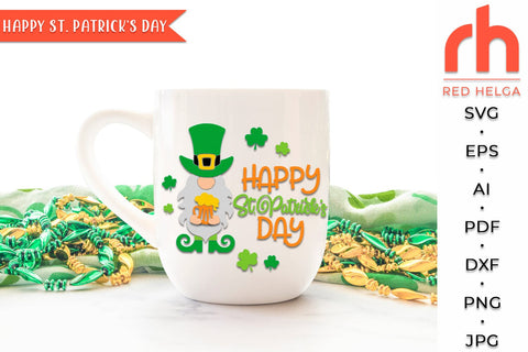 Happy St. Patrick's Day SVG, Round Hanger Cut File, Gnome Porch Sign DXF SVG RedHelgaArt 