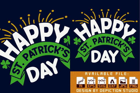 Happy St. Patrick's Day T-Shirt, Saint Patrick's Day Shirt, Patrick's Day Shamrock Shirt Print Template Sketch DESIGN Depiction Studio 