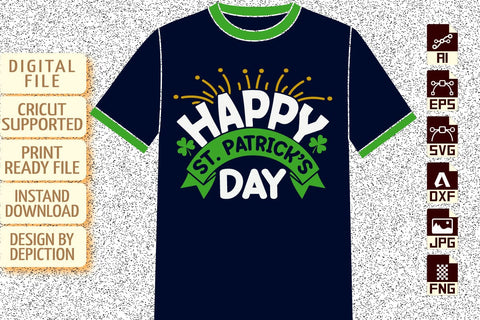 Happy St. Patrick's Day T-Shirt, Saint Patrick's Day Shirt, Patrick's Day Shamrock Shirt Print Template Sketch DESIGN Depiction Studio 