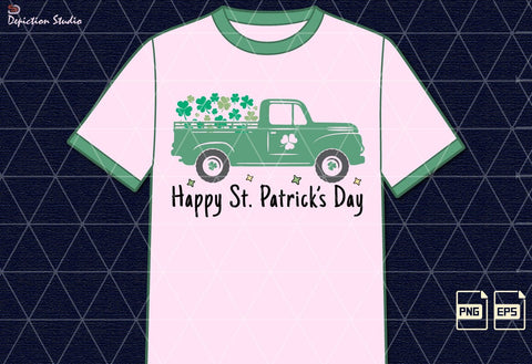 Happy St. Patrick’s Day Truck Sublimation, Kids Truck PNG, Patrick’s Truck Sublimation, Shamrock’s Kids Truck Shirt Sublimation Print Template SVG Depiction Studio 