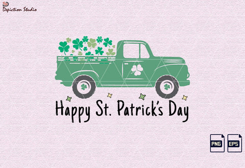 Happy St. Patrick’s Day Truck Sublimation, Kids Truck PNG, Patrick’s Truck Sublimation, Shamrock’s Kids Truck Shirt Sublimation Print Template SVG Depiction Studio 