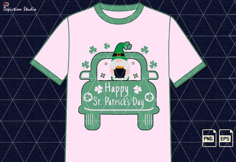 Happy St. Patrick’s Day Truck Sublimation, Patrick’s Day kids Truck PNG, Shamrock’s Gnome Shirt Sublimation Print Template Sublimation Depiction Studio 