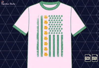 Happy St. Patrick’s Day USA Flag PNG, Patrick’s Day Shamrock American Flag Shirt Sublimation Print Template Sublimation Depiction Studio 