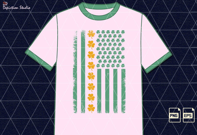 Happy St. Patrick’s Day USA Flag PNG, Patrick’s Day Shamrock American Flag Shirt Sublimation Print Template Sublimation Depiction Studio 
