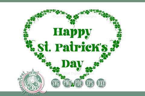 Happy St Patrick's Heart Frame SVG SVG QueenBrat Digital Designs 