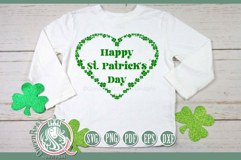 Happy St Patrick's Heart Frame SVG SVG QueenBrat Digital Designs 