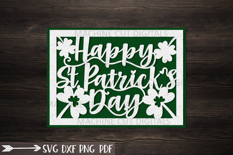 Happy St. Patrtick's Day cut out card svg dxf papercut SVG kartcreationii 