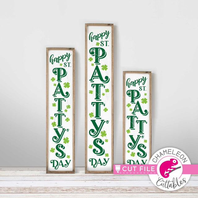 Happy St. Patty's Day vertical Porch design svg png dxf SVG Chameleon Cuttables 
