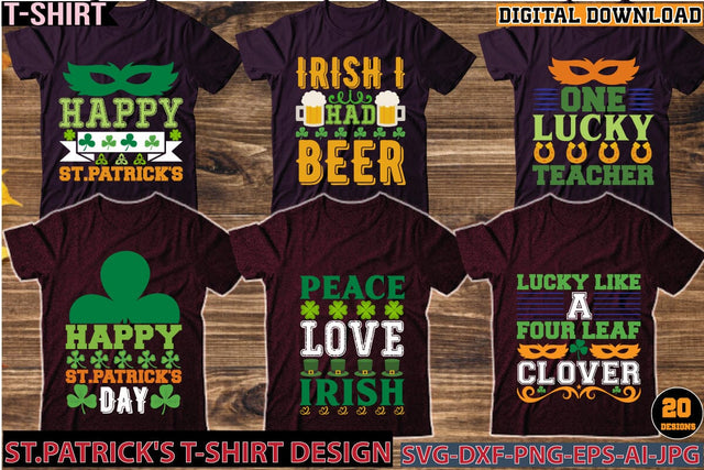Happy St.patrick's T-Shirt Design Bundle SVG Newmockups 